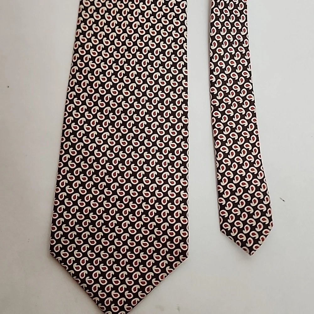 Polo By Ralph Lauren Brown, Red Cream Paisley Tie 100% Silk Hand Finished